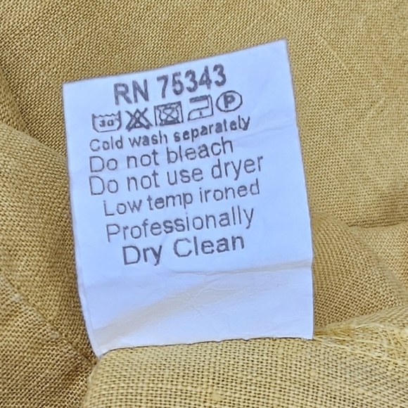 TERZO MILLENNIO Golden Linen w/Cotton Embroidered Split Back Lace Pullover Top - Picture 6 of 10